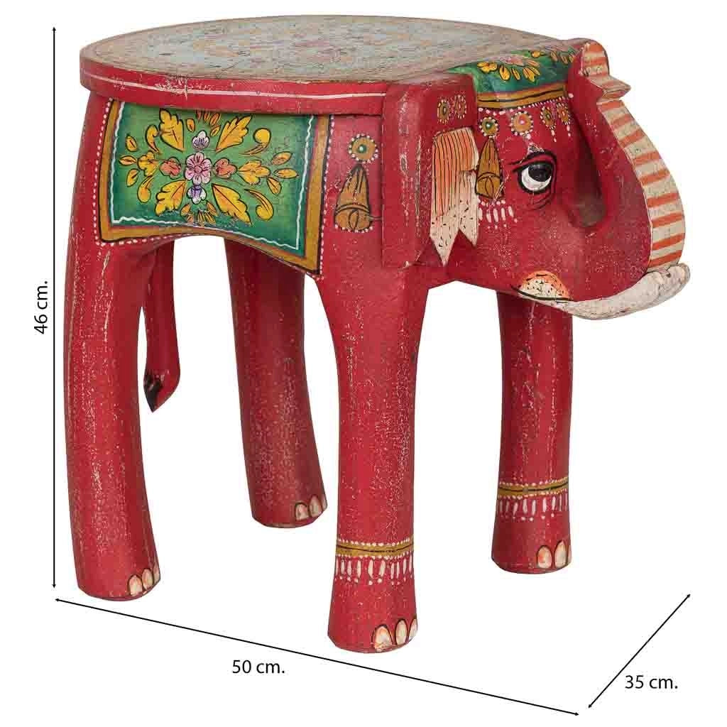Sgabello in legno a forma di elefante multicolore 50x35x46 cm