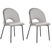 Set di 2 sedie da pranzo rivestimento in velluto grigio gambe nere glamour retrò