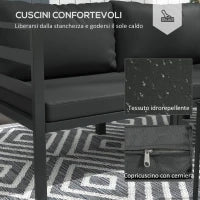 Set da Giardino 7 Pezzi in Acciaio e Poliestere con 5 Sedie con Cuscini e 2 Tavolini da Caffè, Grigio