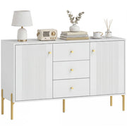 Buffet da cucina ¨C zephmum ¨C bianco, acciaio, 5 gambe, 2 porte, 3 cassetti