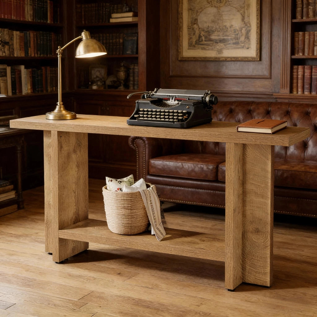 TAVOLO CONSOLLE 150x30x80 cm Marrone in MDF a 2 ripiani