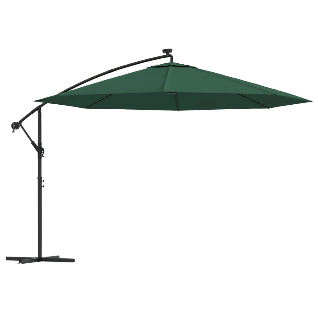 Ombrellone da giardino con base a sbalzo e palo in metallo 350 cm verde 02_0008656