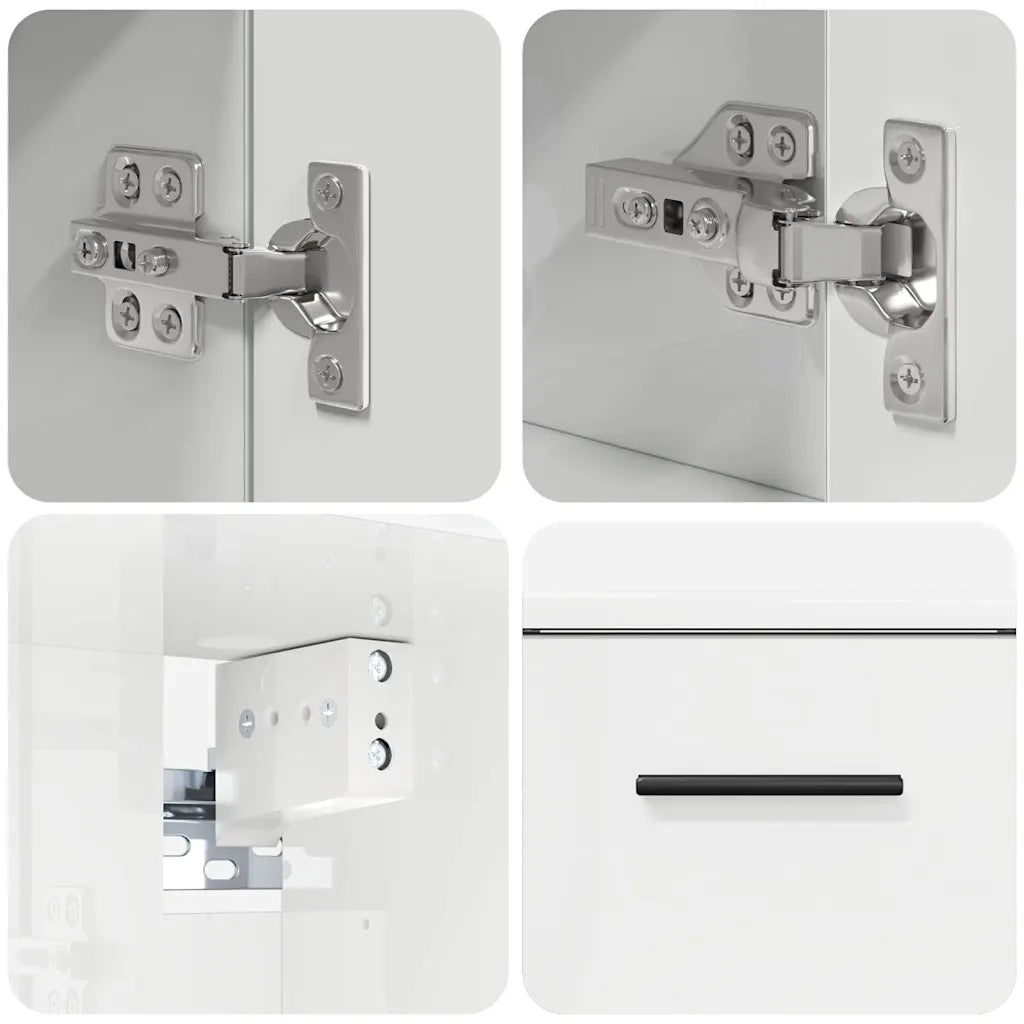 Set di mobili per il bagno con cassetto 2 pcs Bianco Lucido 3393017