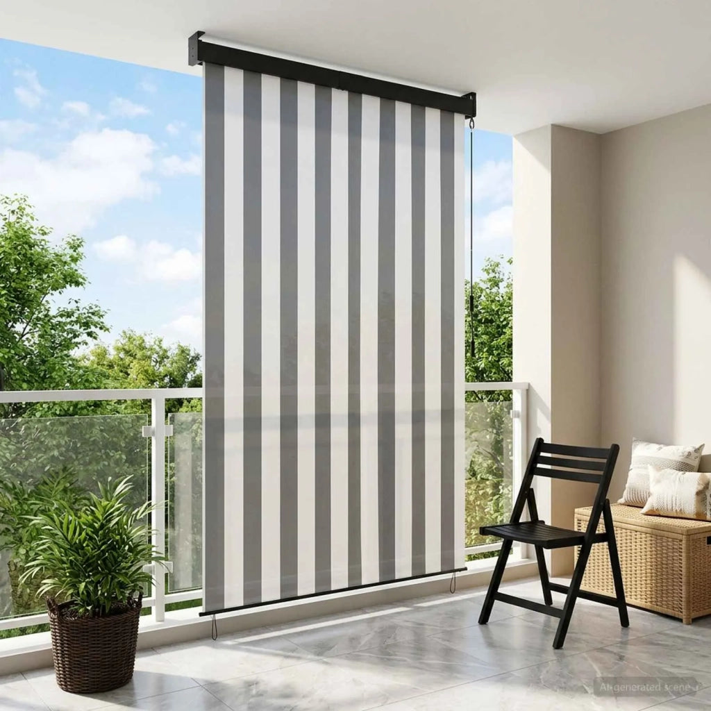Tenda a rullo Antracite e Bianco 160 x 250 cm 42037195