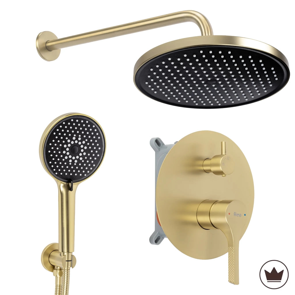 Set Doccia Da Incasso Rea Maxim Brush Gold + Box