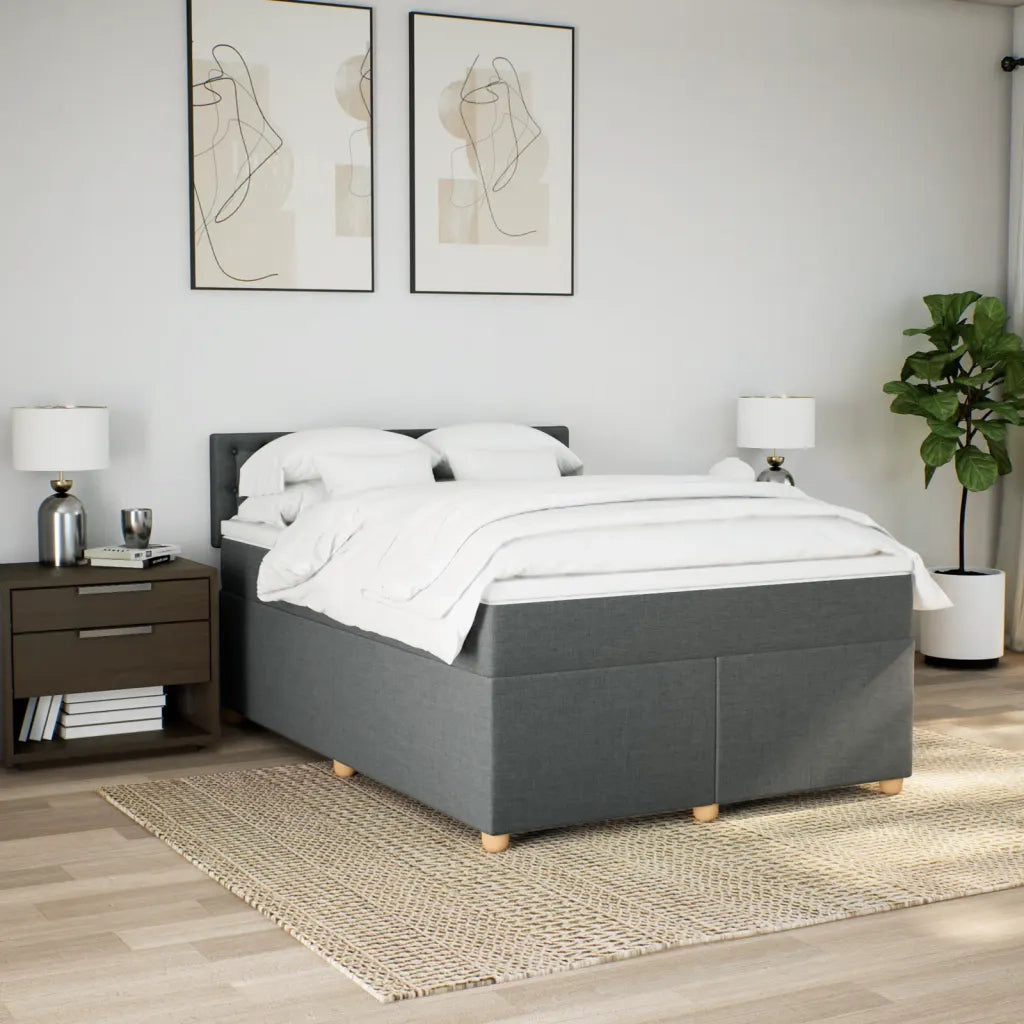 Giroletto a Molle con Materasso Grigio Scuro 140x200cm Tessuto 3286718