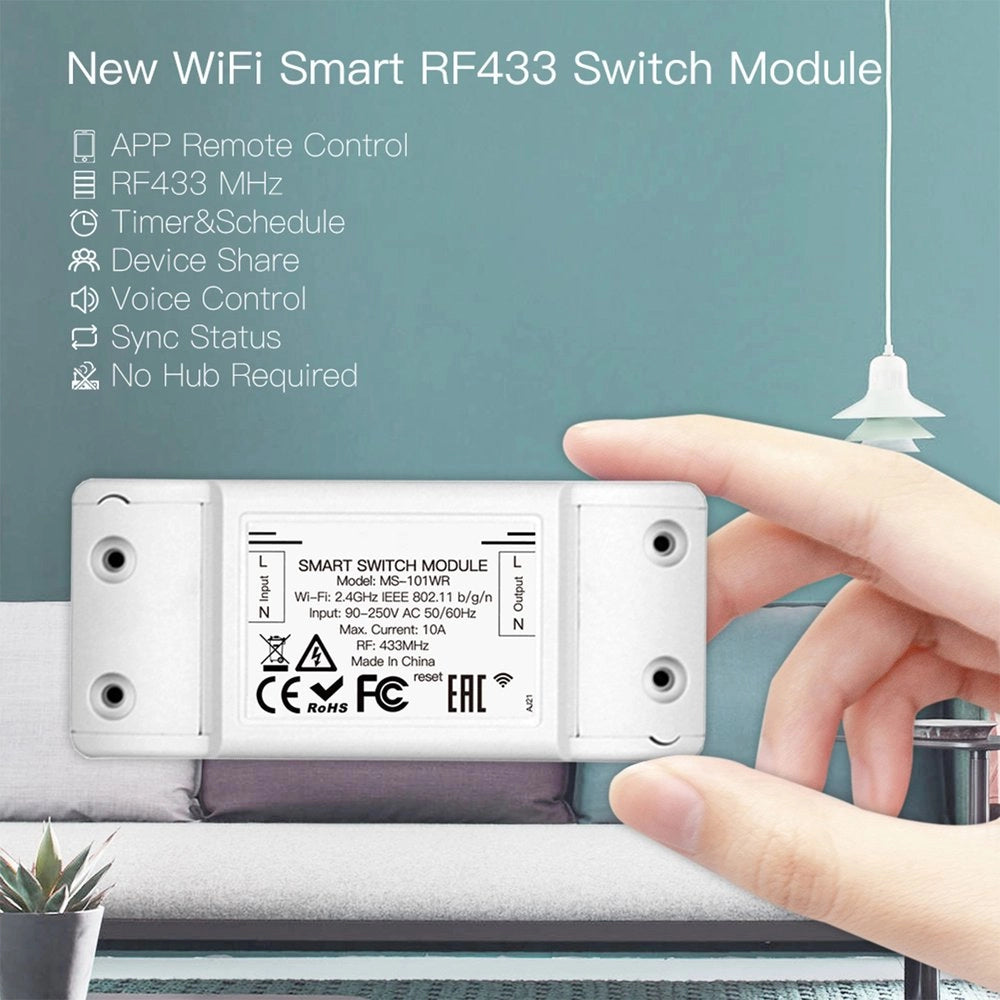 Interruttore WIFI 2.4G + RF 433MHz 10A TUYA, Smart Life 10A AC 90-250V 50/60HZ 2200W