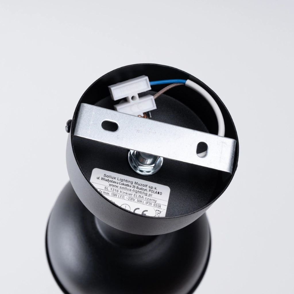 Applique KORSSO nera cupola tonda lettura E27 15W Pure Lume