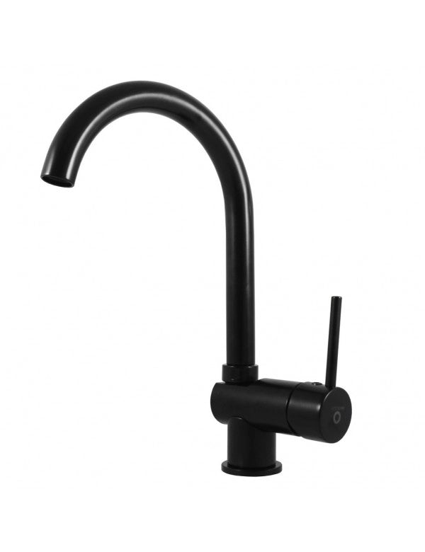 SEINA miscelatore per lavello girevole terminale tondo in ottone nero H.32,5cm