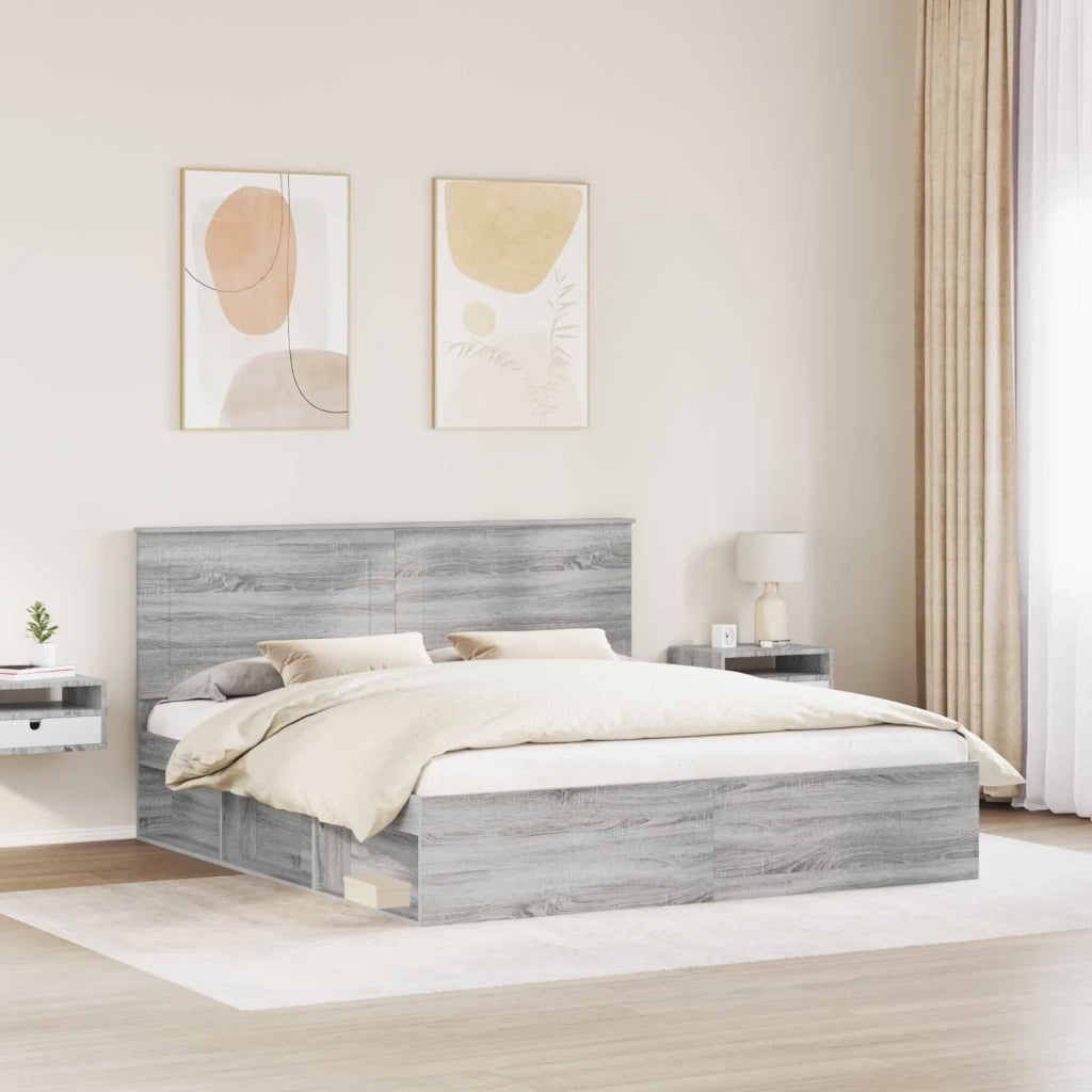 Struttura del letto Grigio Sonoma 200 x 200 cm Pino massello 3409314