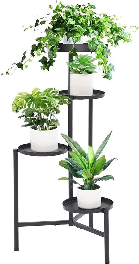 Stand per fiori in metallo a 4 livelli vaso per fiori in metallo nero - per interni e esterni giardino balcone soggiorno