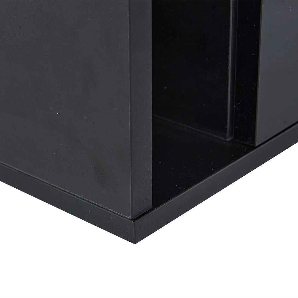 Tavolino da Caff¨¨ con LED 16 Colori e 2 Cassetti ¨C MINIMAL ¨C Vetro Nero Lucido