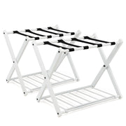Set di 2 Portapacchi e bagagli in ferro con spazio superiore inferiore, Portapacchi pieghevole 68x43x56cm Bianco-Attrezzatura da campeggio