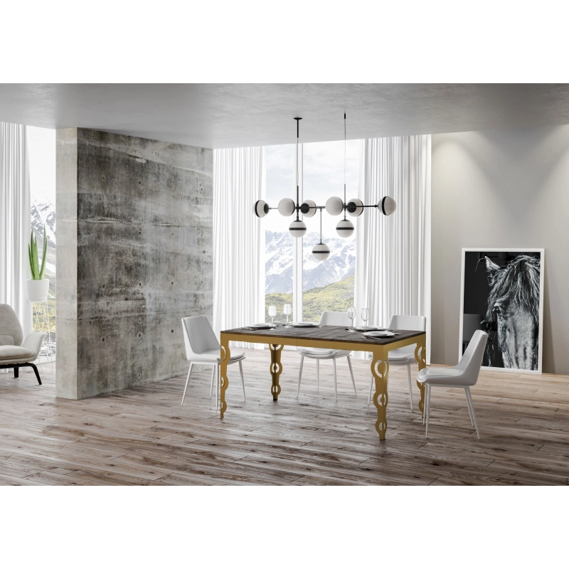 Tavolo allungabile 90x160/264 cm Karamay Evolution telaio Oro - Noce