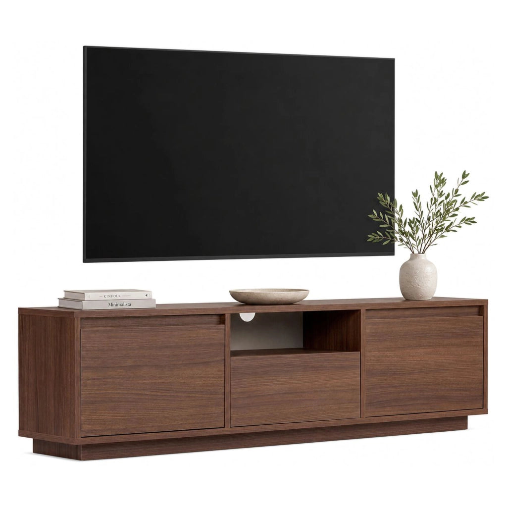 Morrigan, Mobile Porta tv un Ripiano, 160x30x42h cm Marrone Noce