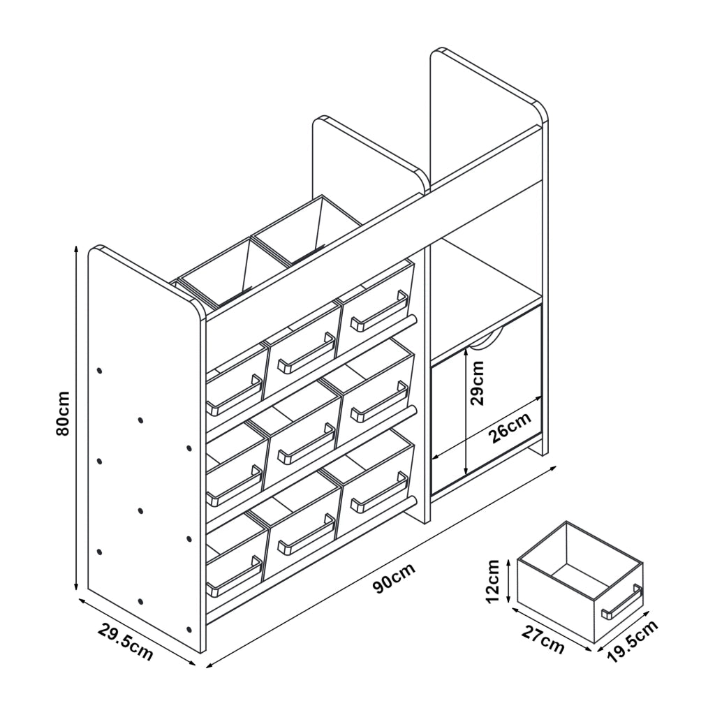 Scaffale dal design senza tempo per soggiorno camera da letto mobiletto portaoggetti per bambini con motivo 80 x 90 x 30 cm bianco grigio blu 03_0011221