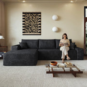 Divano angolare con chaise longue ¨C Minimal ¨C nero tessuto 270cm