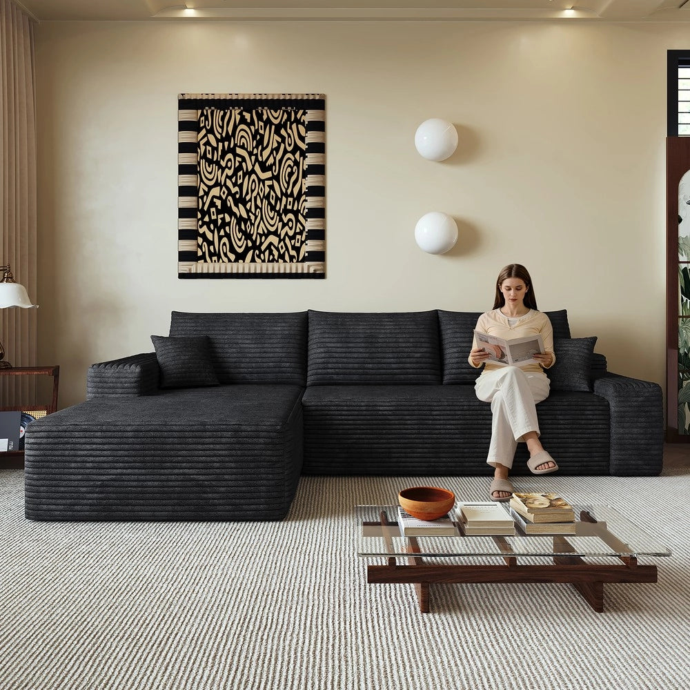 Divano angolare con chaise longue ¨C Minimal ¨C nero tessuto 270cm