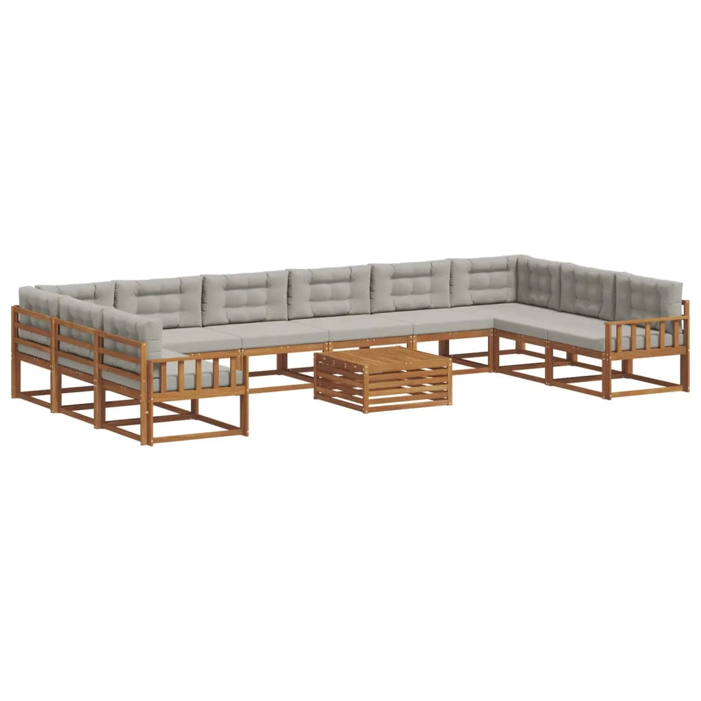 Set di divani da esterno 11 pcs Grigio Naturale e Chiaro 3368269