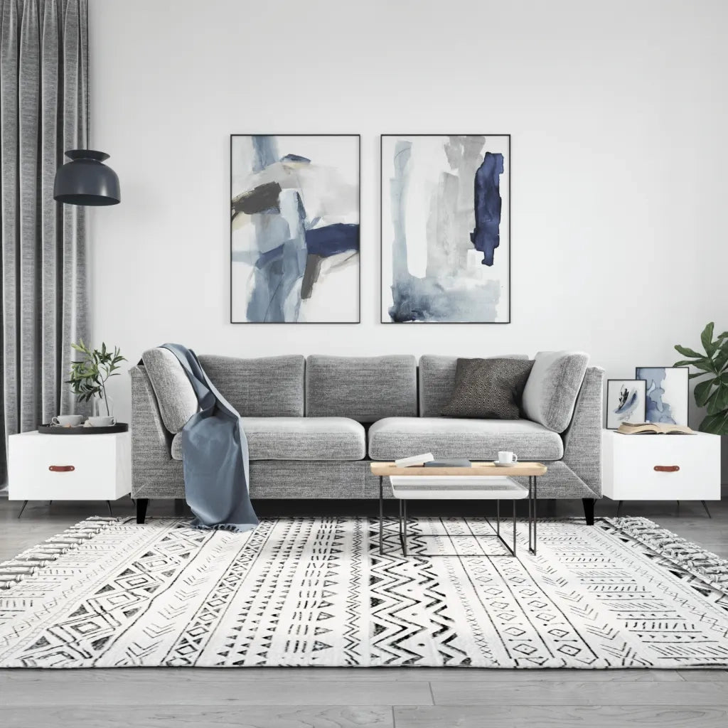Tavolini Salotto 2pz Bianco Lucido 50x50x40cm Legno Multistratocod mxl 79327