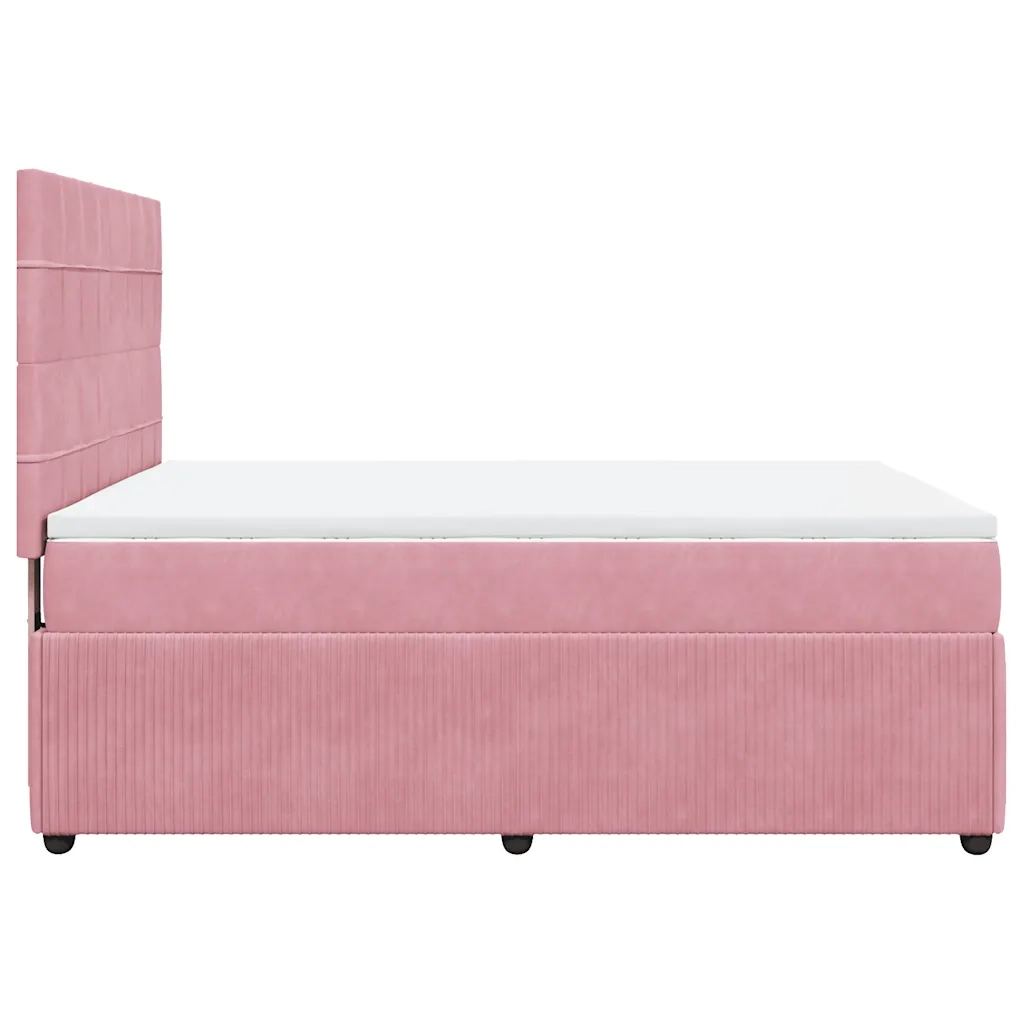 Giroletto a Molle con Materasso Rosa 140x200 cm in Velluto 3294663