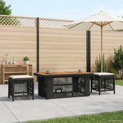 Set da Pranzo per Giardino 4 pcs Nero e Crema polyrattan