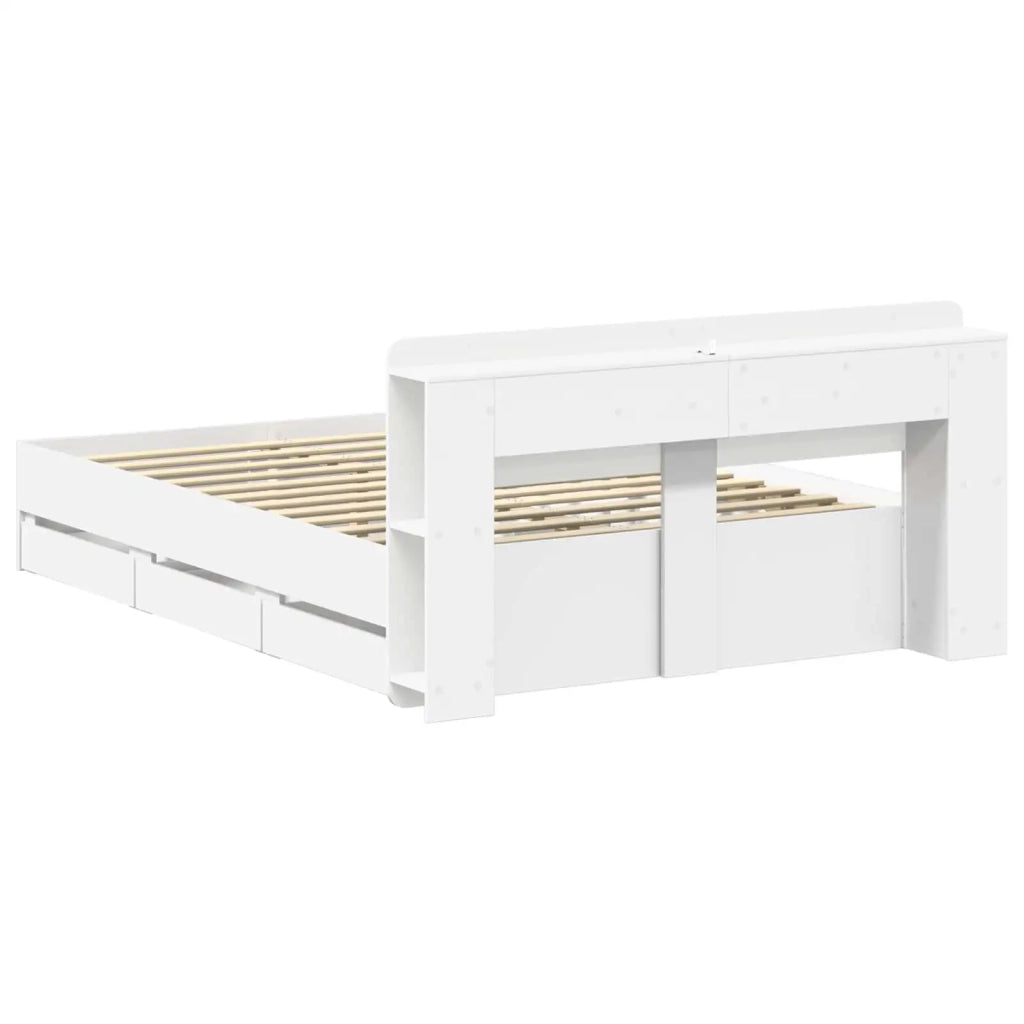 Struttura del letto con stoccaggio e testata Bianco 3433972