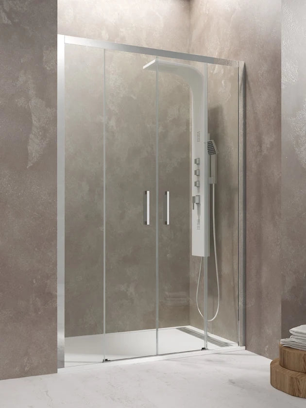 Box doccia angolare AKTUAL frontale + laterale fisso 160x80 cm cromo vetro serigrafato Frost Plus