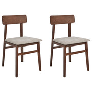 Set di 2 sedie da pranzo Struttura in legno di gomma scuro Seduta in tessuto poliestere taupe Senza braccioli Design retrò