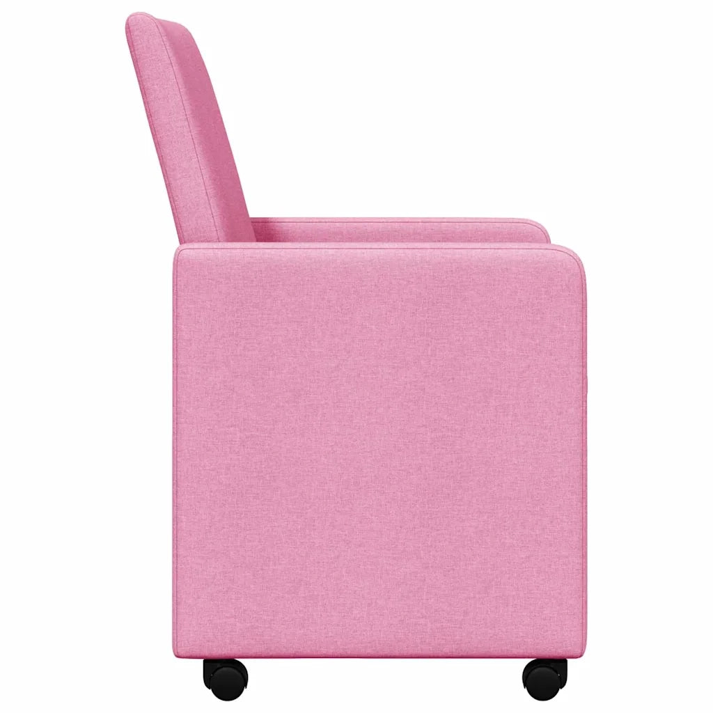 Sedie da Pranzo con Ruote 2 pcs Rosa 57 x 66 x 94 cm Tessuto 42017816