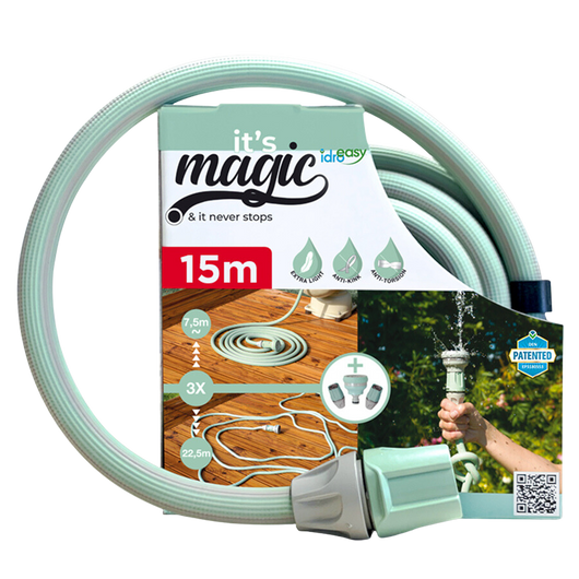 Kit tubo estensbile da 15 metri di diametro 1/2" con doccetta