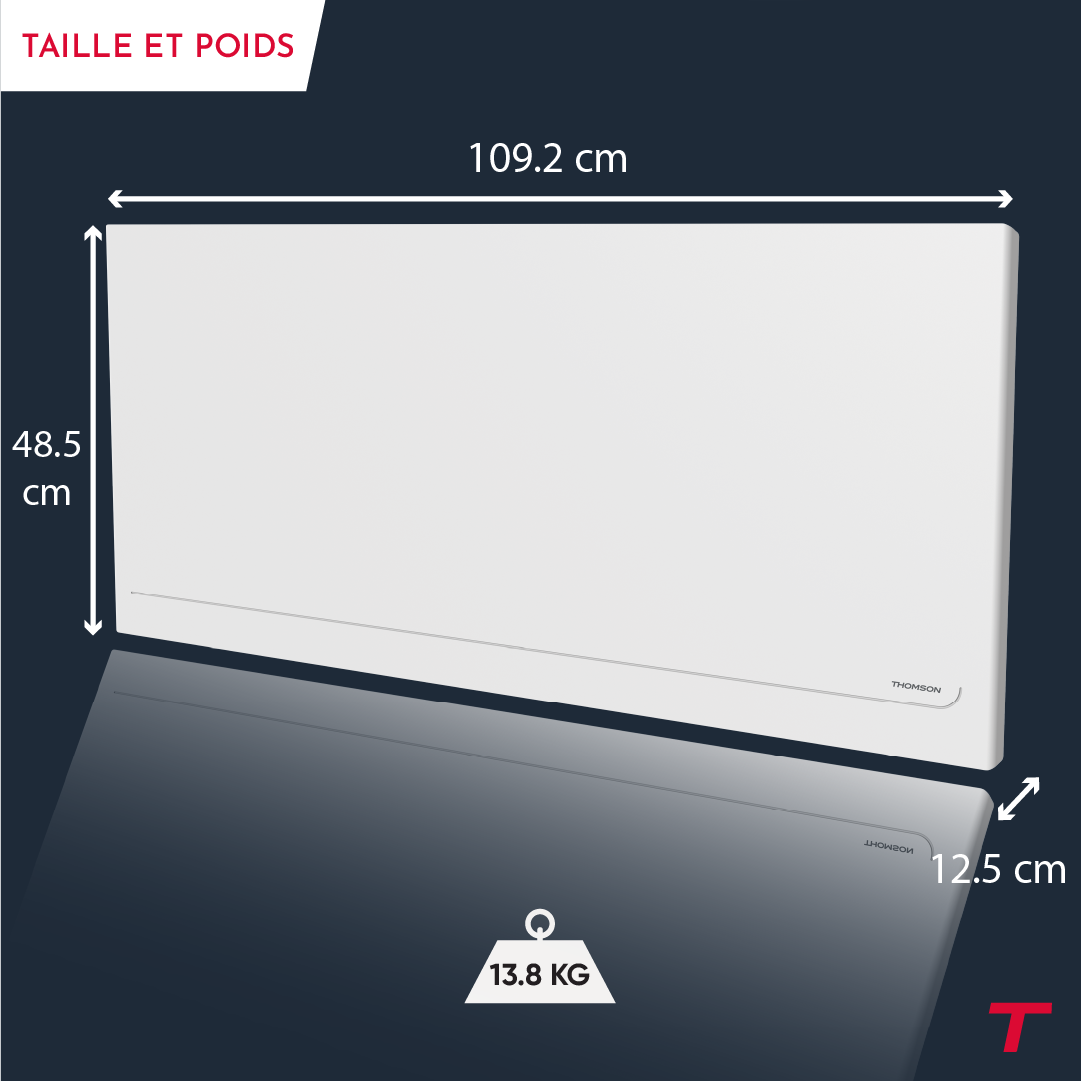 Radiatore elettrico Thomson WiFi con inerzia in ceramica e termostato intercambiabile, 1500W Milla