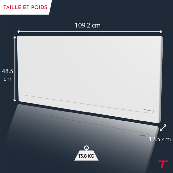 Radiatore elettrico Thomson WiFi con inerzia in ceramica e termostato intercambiabile, 1500W Milla
