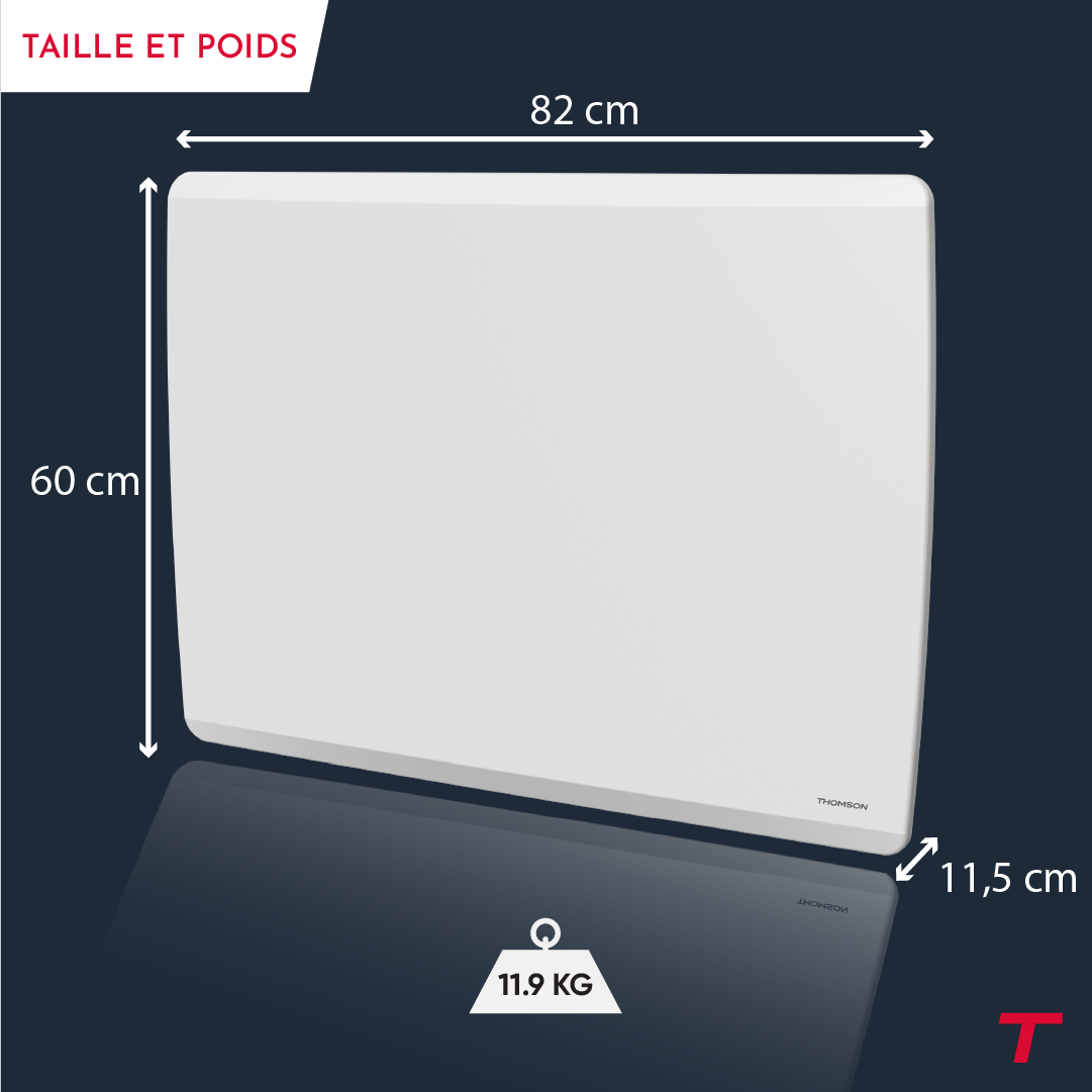 Radiatore elettrico Thomson WiFi con ceramica secca e inerzia a film, termostato intercambiabile, molibdeno da 2000 W