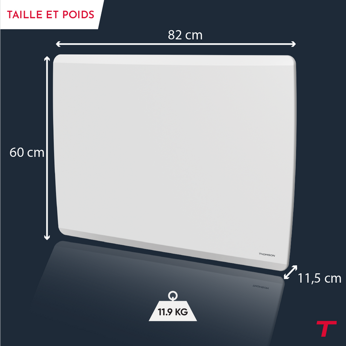 Radiatore elettrico Thomson WiFi con ceramica secca e inerzia a film, termostato intercambiabile, molibdeno da 2000 W