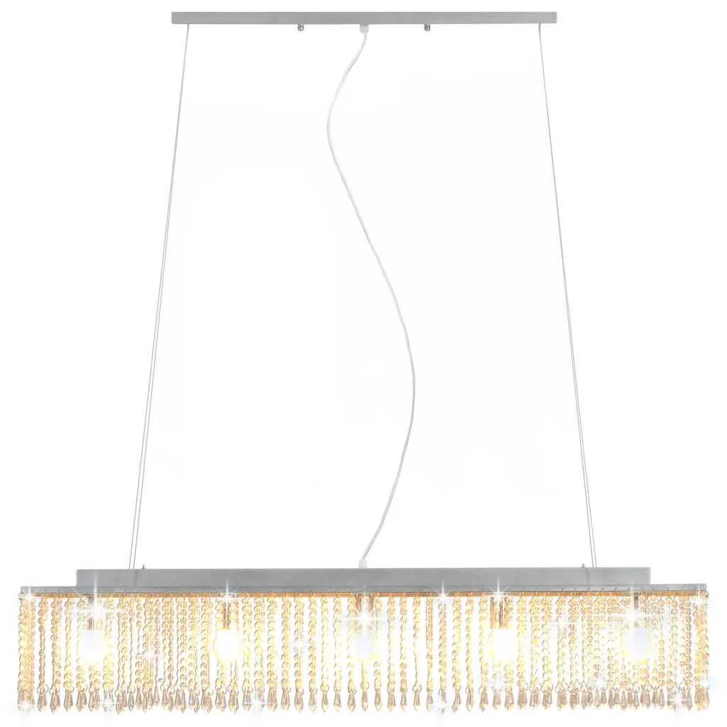 Lampadario con Perle di Cristallo Argento 104 cm E14  cod mxl 65139