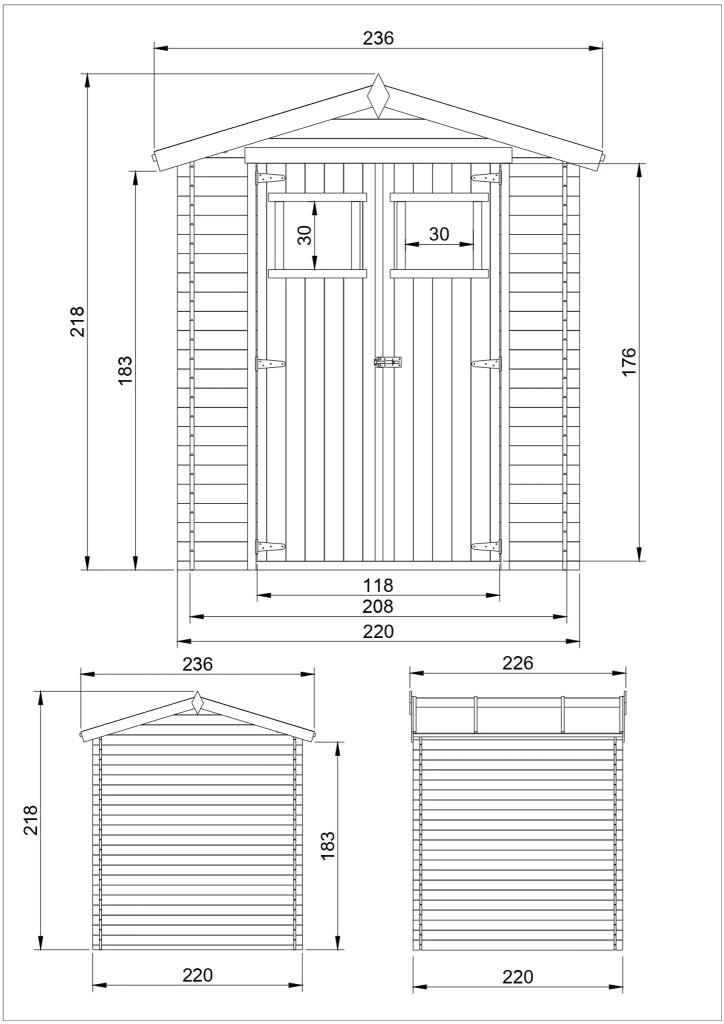 TIMBELA M369+M369G Casetta da Giardino in Legno - 4,33 m2