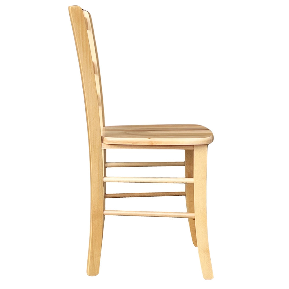 Sedia da sala da pranzo Venezia in legno massiccio naturale con seduta massello