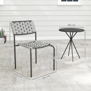Set Giardino Polyrattan 3 Pezzi ¨C Xylo ¨C 2 Sedie Impilabili, Tavolino, Grigio