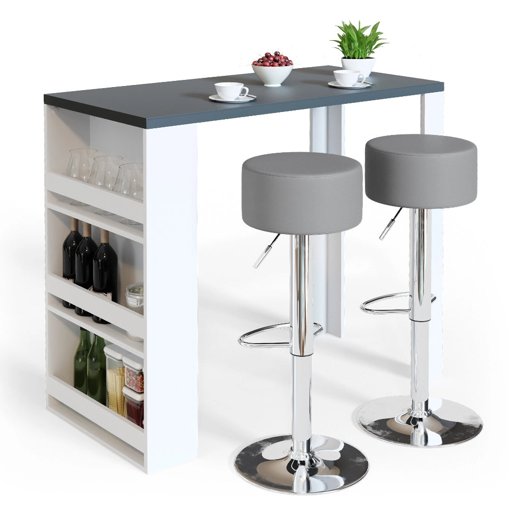 Vicco Tavolo da bar Bianco 57 x 117 cm con 3 scomparti