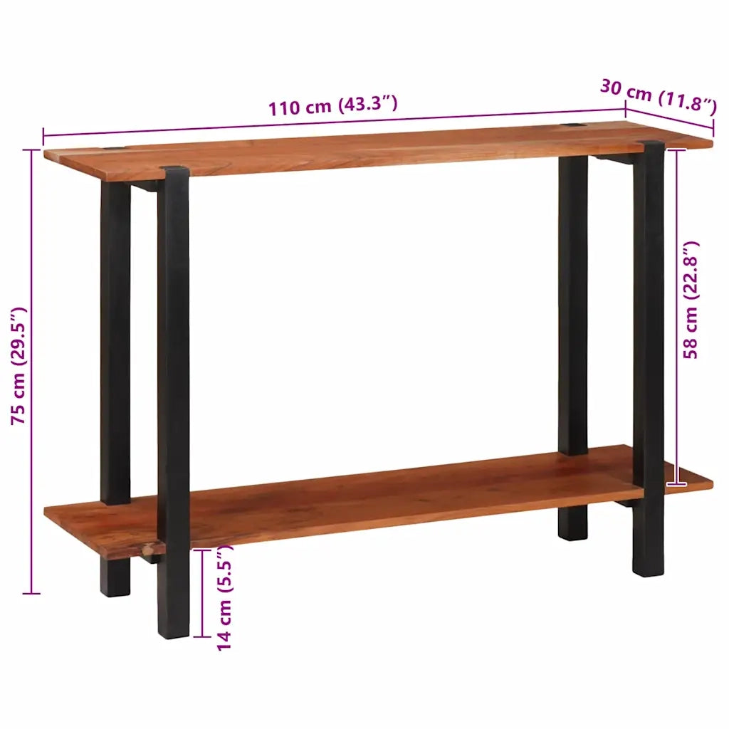 Tavolo consolle con lo scaffale Marrone e Nero 110 x 30 x 75 cm 4104003