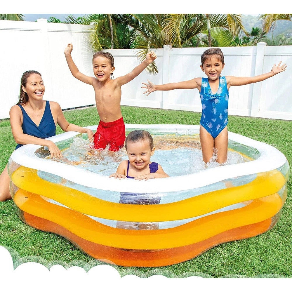 Trade Shop - Piscina Gonfiabile A Forma Di Stella 3 Anelli Bambini 185x180x53 Cm Estate 56495 -