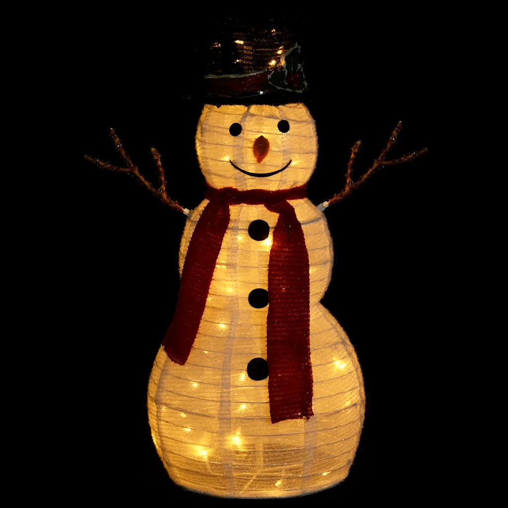 Figura Natalizia Pupazzo di Neve a LED Tessuto Pregiato 60 cm cod mxl 58607