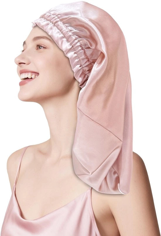 Bonnet in Seta di Seta 100% - Sdraio da Sonno - Respirante - Senza Pressione - Ideale per Capelli Lunghi/Crini - 58 cm