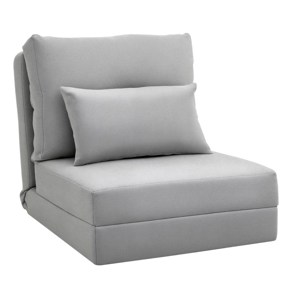 Poltrona letto imbottita con cuscino e schienale regolabile ¨C Zephmum ¨C Grigio chiaro