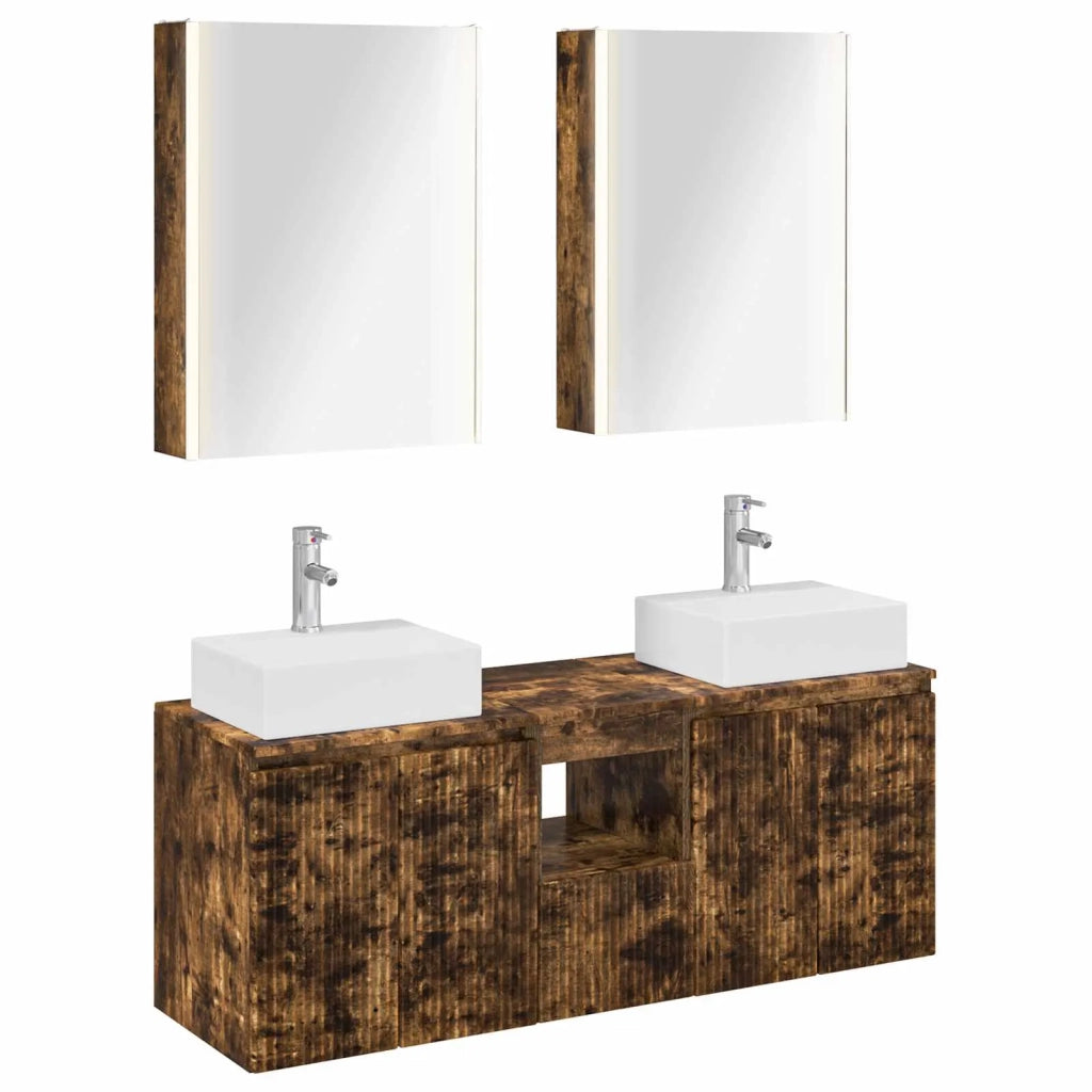 Set di Armadi da Bagno 5 pcs Rovere Fumo Legno ingegnerizzato 3406411