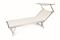 Lettino da Mare Giardino Esterno Reclinabile Parasole Textilene Alluminio Rimini Colore: Bianco