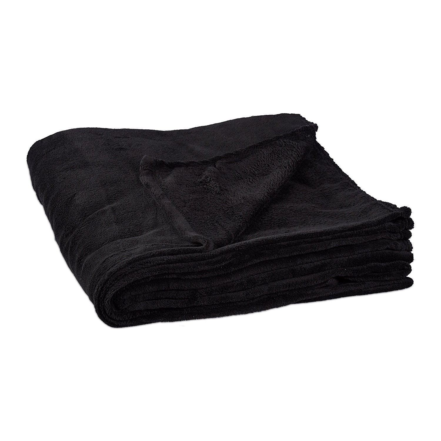 Grande coperta lavabile in pile scozzese accogliente 200 x 220 cm nera 2013087