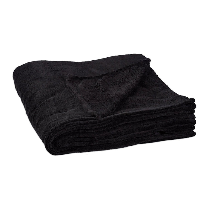 Grande coperta lavabile in pile scozzese accogliente 200 x 220 cm nera 2013087