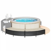 vidaXL Panche Vasca Idromassaggio con Cuscini 2pz in Polyrattan Nero